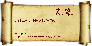 Kulman Marián névjegykártya